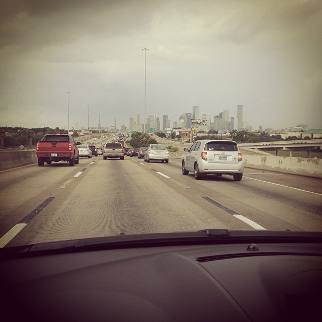 downtown houston traffic & storm